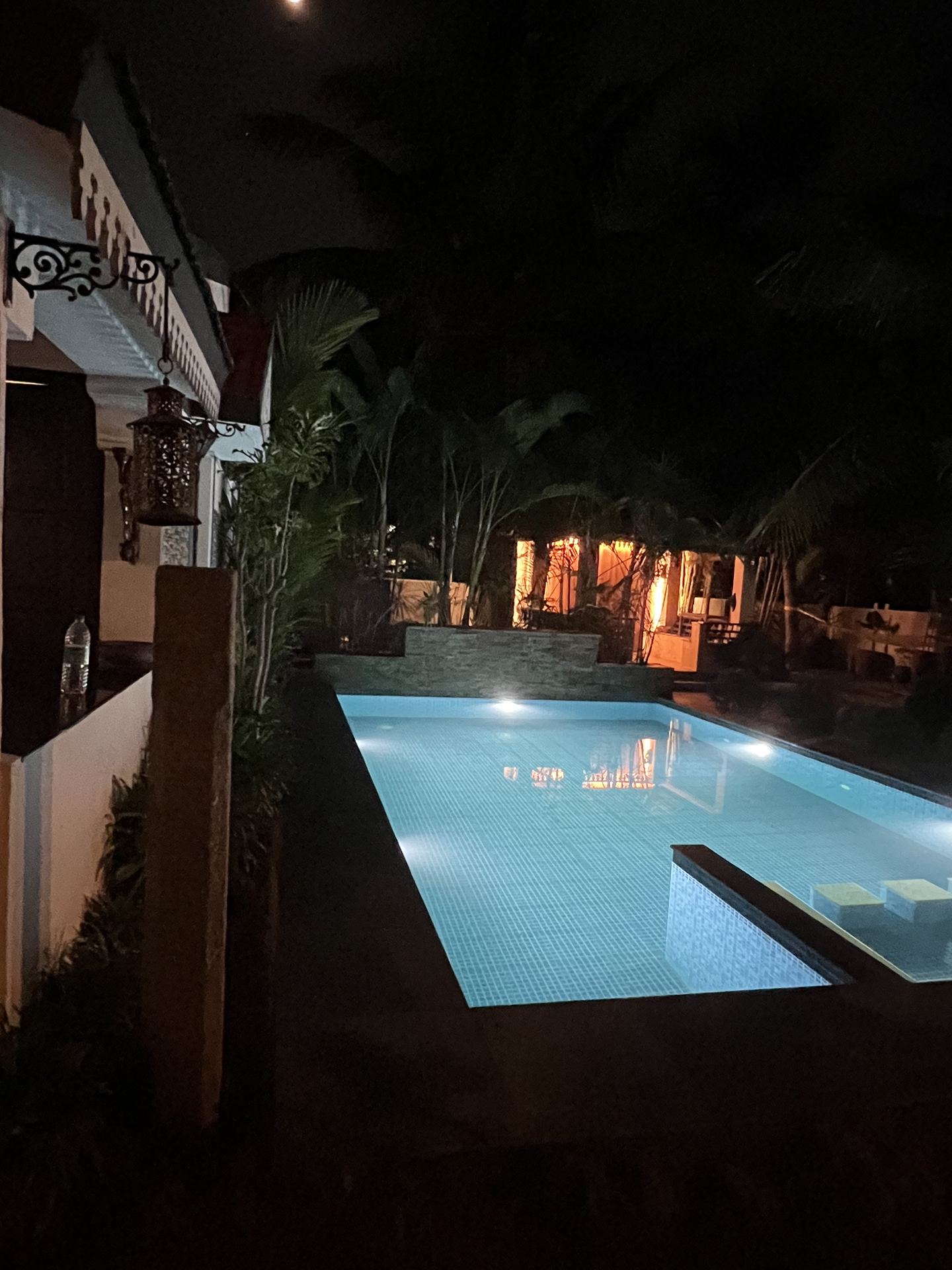 The pool at night at The Bella Vista