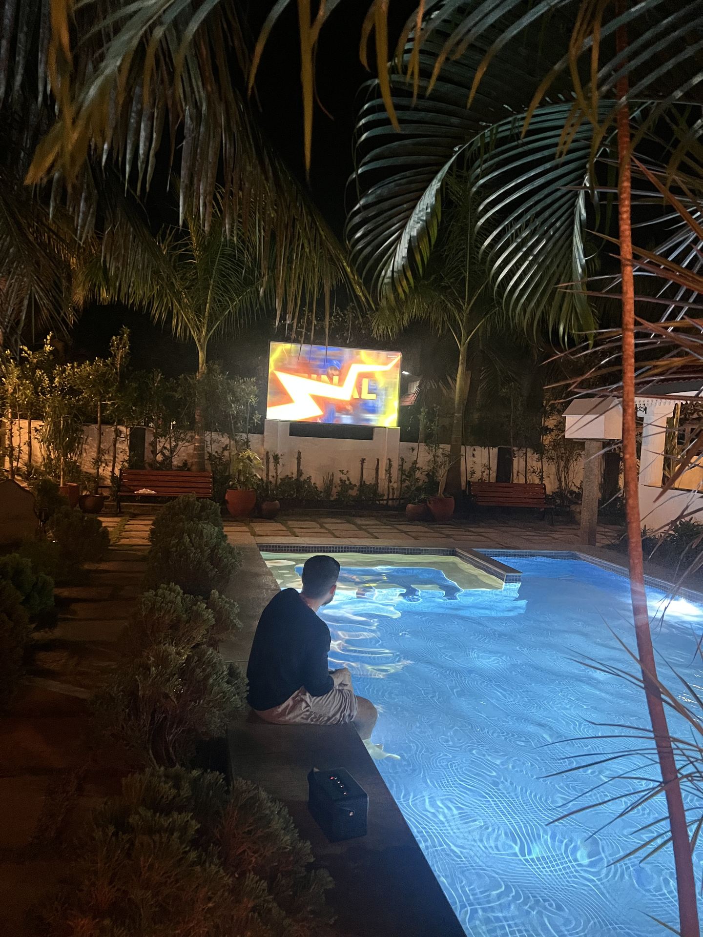 Outdoor projector movie night at The Bella Vista
